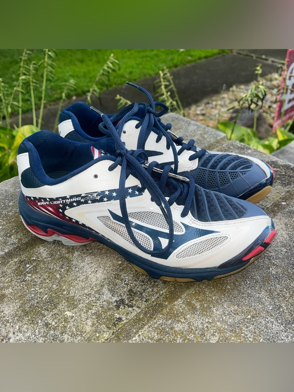 Mizuno Wave Lightning Z3 Sz 8 Womens Volleyball Shoes 430228 Red White Blue Flag
